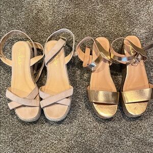 Bundle of two pairs Stylish Women's Sandals - Beige and Gold By Lulu’s